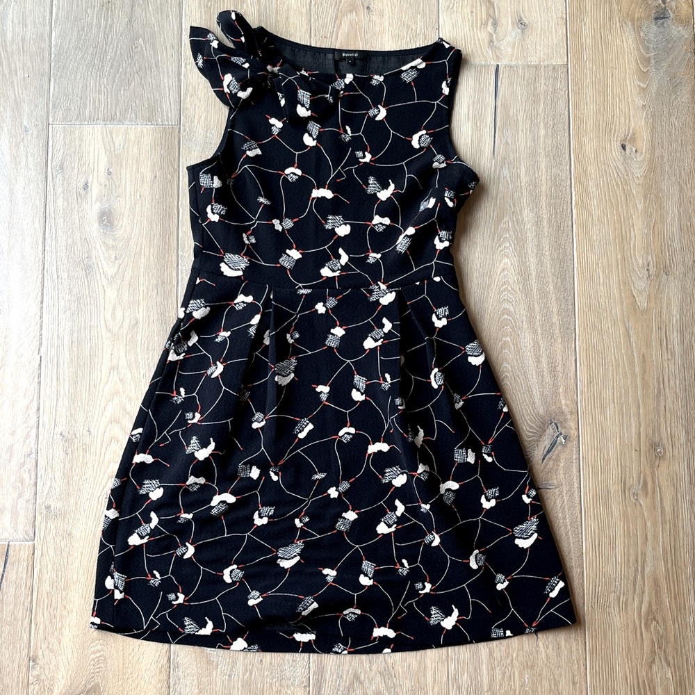 RW & Co. Navy Sleeveless Fit & Flare Dress Rain Cloud Pattern w/pockets - Size 6
